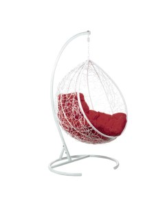 Подвесное кресло капля цвет плетения белый подушка бордовый каркас белый белый 95 0x120 0x70 0 см Ecodesign