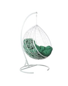 Подвесное кресло капля цвет плетения белый подушка зеленый каркас белый белый 95 0x120 0x70 0 см Ecodesign