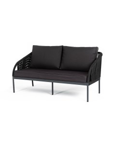Канны диван плетеный из роупа веревки двухместный каркас матовый цвета ral7024 черный Outdoor