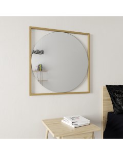Дизайнерское настенное зеркало kvadrum m в металлической раме золотого цвета золотой 78x78x2 см Genglass