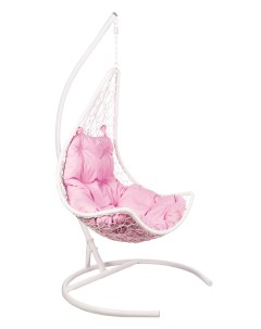 Подвесное кресло полумесяц цвет плетения белый подушка розовый каркас белый белый 88 0x126 0x73 0 см Ecodesign