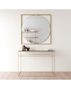 Дизайнерское настенное зеркало kvadrum l в металлической раме золотого цвета золотой 104x104x2 см Genglass