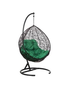 Подвесное кресло капля цвет плетения черный подушка зеленый каркас черный черный 95 0x120 0x70 0 см Ecodesign