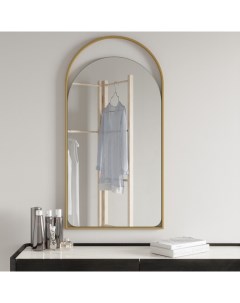 Дизайнерское арочное настенное зеркало arkelo s в металлической раме золотого цвета золотой 52x102x2 Genglass