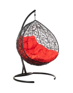 Подвесное кресло двухместное double цвет плетения черный подушка красный каркас черный черный 130 0x Ecodesign