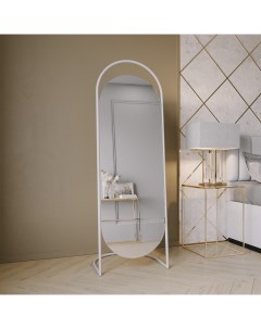 Дизайнерское напольное зеркало в полный рост evelum в металлической раме белого цвета белый 54x163x4 Genglass