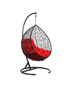 Подвесное кресло капля цвет плетения черный подушка красный каркас черный черный 95 0x120 0x70 0 см Ecodesign
