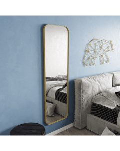 Дизайнерское настенное зеркало kuvino l в тонкой раме золотого цвета золотой 55x180x4 см Genglass