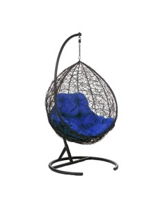 Подвесное кресло капля цвет плетения черный подушка синий каркас черный черный 95 0x120 0x70 0 см Ecodesign