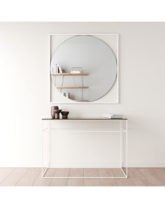 Дизайнерское настенное зеркало kvadrum l в металлической раме белого цвета белый 104x104x2 см Genglass