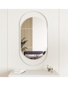 Дизайнерское настенное зеркало evelix s в металлической раме белого цвета белый 54x104x2 см Genglass