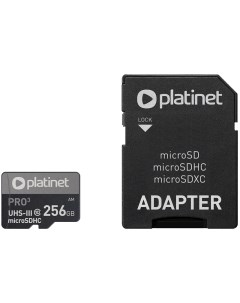 Карта памяти microSDXC SECURE DIGITAL ADAPTER SD 256GB class10 UIII A2 90MB PMMSDX256UIII Platinet