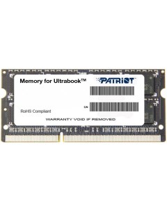 Оперативная память Memory for Ultrabook 8GB DDR3 SO DIMM PC3 12800 PSD38G1600L2S Patriot