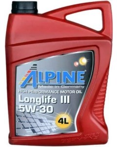 Моторное масло Longlife III 5W30 4л 0100288 Alpine