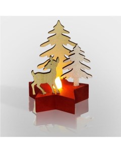 Новогоднее украшение Деревянная фигурка с подсветкой Олененок в лесу 504 041 Neon-night
