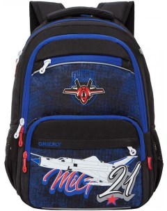 Школьный рюкзак RB 154 2 черный синий Grizzly