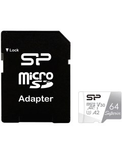 Карта памяти microSD 64GB Superior Pro A2 microSDXC Class 10 UHS I U3 Colorful SD адаптер Silicon power