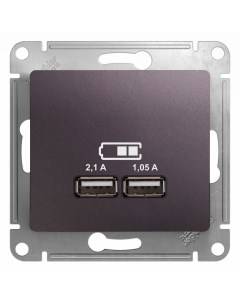 Сирен туман Розетка 2 USB 5В 2100мА 2х5В 1050мА без рамки GSL001433 Glossa