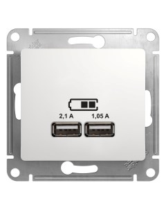 Бел Розетка 2 USB 5В 2100мА 2х5В 1050мА без рамки GSL000133 Glossa