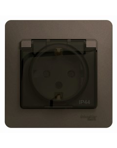 Шоколад Розетка 1-гнездн. с/з с/ш с кр. IP44 (с рамкой) GSL000848 Glossa