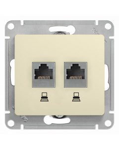Беж. Розетка комп. 2*RJ45, кат.5Е (без рамки) GSL000285KK Glossa