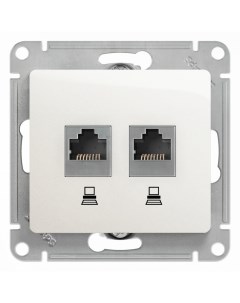 Перлам. Розетка комп. 2*RJ45, кат.5Е (без рамки) GSL000685KK Glossa