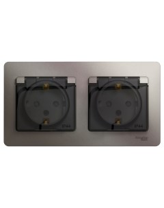 Платина Розетка 2-гнездн. с/з с/ш IP44 (с рамкой) GSL001247 Glossa