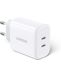 Сетевое зарядное устройство UGREEN CD243-10343, USB-C+USB-C 40W (20W+20W) White Ugreen