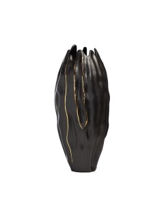 55rv5244l ваза керамическая рельефная черная d15 40см черный Garda decor
