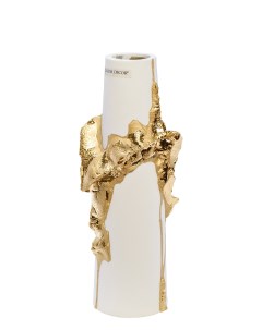 55rd5203l ваза керамическая белая с золотым декором 13 9 30см белый Garda decor