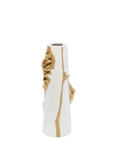 55rv5203m ваза керамическая белая с золотым декором 10 9 24см белый Garda decor