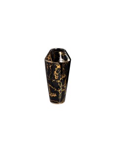18h3296 bl ваза керамическая черная с золотым декором d14 5 30см мультиколор Garda decor