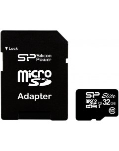 Карта памяти microSD 32GB Elite microSDHC Class 10 UHS I SP032GBSTHBU1V10SP Silicon power