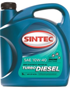 Моторное масло Turbo Diesel SAE 10W 40 API CF 4 SJ 5л 122445 Sintec