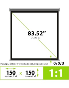 Проекционный экран 150x150см Wallscreen CS PSW 150X150 SG серый Cactus