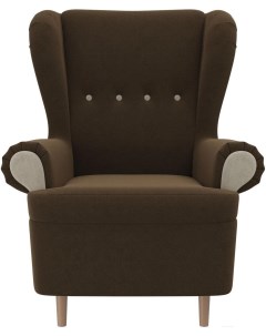 Кресло Лига Диванов Торин микровельвет коричневый бежевый 100933 Mebelico