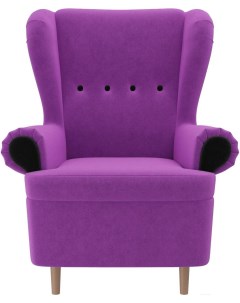 Кресло Лига Диванов Торин микровельвет фиолетовый черный 100935 Mebelico