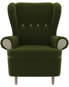 Кресло Лига Диванов Торин микровельвет зеленый бежевый 100931 Mebelico