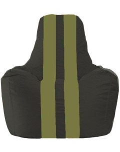 Кресло мешок кресло Спортинг С1 1 399 чёрный с оливковыми полосками Flagman