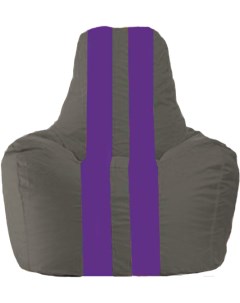 Кресло мешок кресло Спортинг С1 1 352 серый с фиолетовыми полосками Flagman