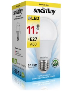 Лампа светодиодная А60 11Вт Е27 3000К SBL A60 11 30K E27 A Smartbuy