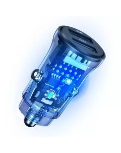 Автомобильное зарядное устройство С31 Transparent Dual USB прозрачно голубой CC162CC02 Usams