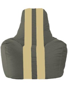Кресло мешок кресло Спортинг С1 1 356 тёмно серый с салатовыми полосками Flagman