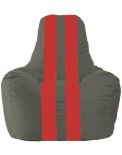 Кресло мешок кресло Спортинг С1 1 358 тёмно серый с бордовыми полосками Flagman