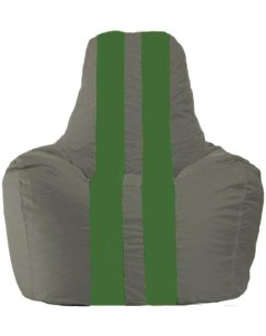 Кресло мешок кресло Спортинг С1 1 361 тёмно серый с зелёными полосками Flagman