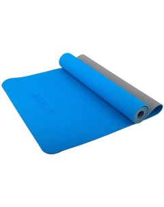 Коврик для йоги и фитнеса FM 201 TPE 173x61x0 4см синий серый Starfit