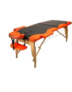 Стол массажный складной 2 с деревянный 70 см черно оранжевый Atlas sport