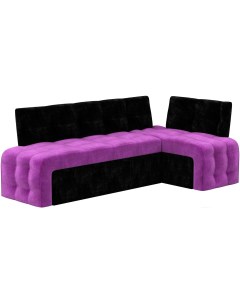 Кухонный угловой диван Лига Диванов Люксор правый микровельвет фиолетовый черный 28606 Mebelico