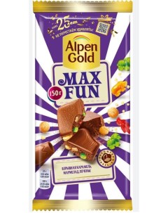 Шоколад мол Альпен Гольд МаксФан карамель мармелад печенье 150г Alpen gold