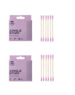 Бамбуковые ватные палочки с органическим розовым хлопком 200 Jungle story
